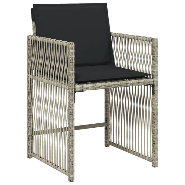 vidaXL Set comedor de jard&iacute;n 9 pzas cojines rat&aacute;n sint&eacute;tico gris claro