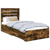 vidaXL Estructura de cama con caj&oacute;n Roble Ahumado y Plata 75 x 190 cm