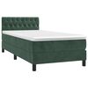 vidaXL Cama box spring con colch&oacute;n terciopelo verde oscuro 90x190 cm