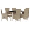 vidaXL Set comedor de jard&iacute;n 7 pzas con cojines rat&aacute;n sint&eacute;tico beige