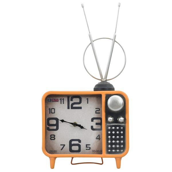 vidaXL Reloj de mesa naranja y negro hierro y MDF 25x11x48 cm