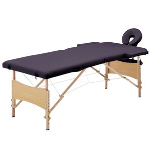 vidaXL Camilla de masaje plegable 2 zonas madera morado
