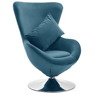 vidaXL Sill&oacute;n huevo giratorio con coj&iacute;n terciopelo azul