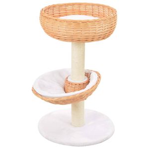 vidaXL Rascador para gatos con poste de sisal madera natural de sauce