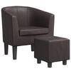 vidaXL Sill&oacute;n con taburete cuero sint&eacute;tico marr&oacute;n