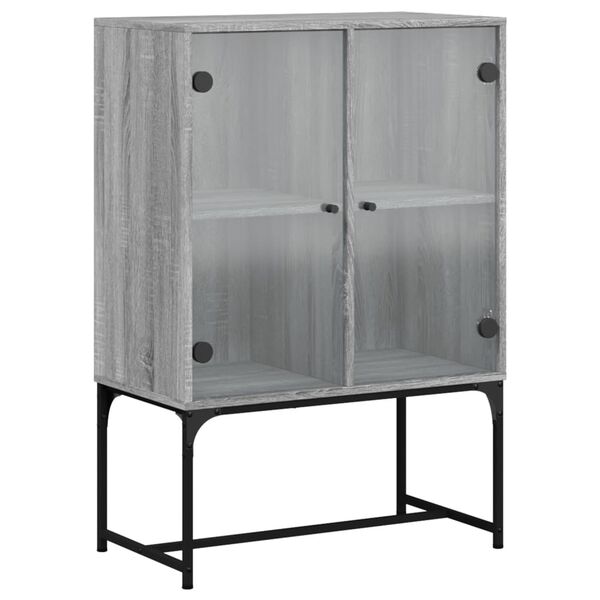 vidaXL Armario auxiliar puertas de vidrio gris Sonoma 69x37x100 cm