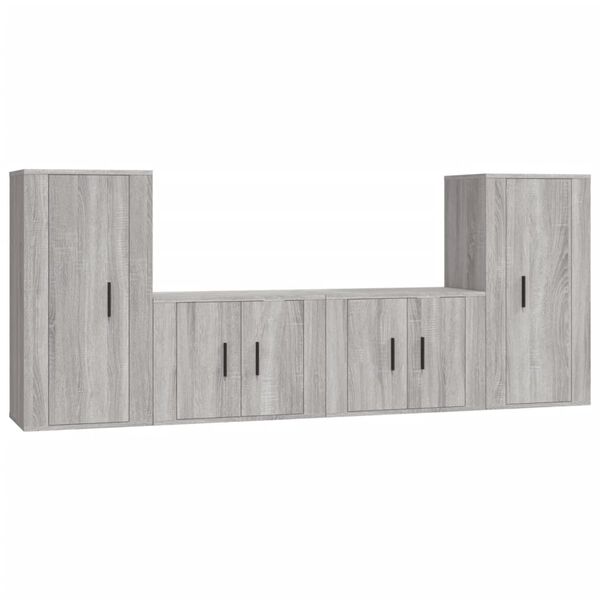 vidaXL Set de muebles para TV 4 pzas madera contrachapada gris Sonoma