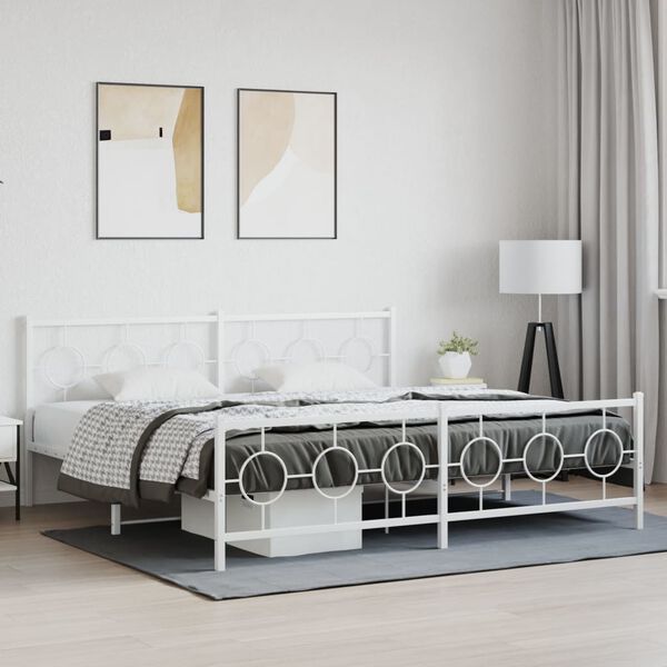 vidaXL Estructura cama sin colch&oacute;n con estribo metal blanco 200x200 cm