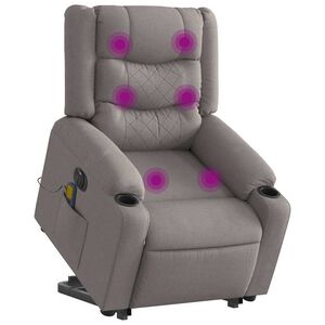 vidaXL Sill&oacute;n de masaje el&eacute;ctrico reclinable elevable tela taup&eacute;