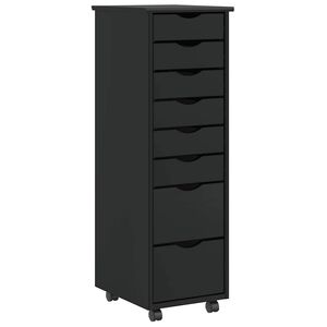 vidaXL Cajonera con ruedas MOSS madera maciza de pino negro