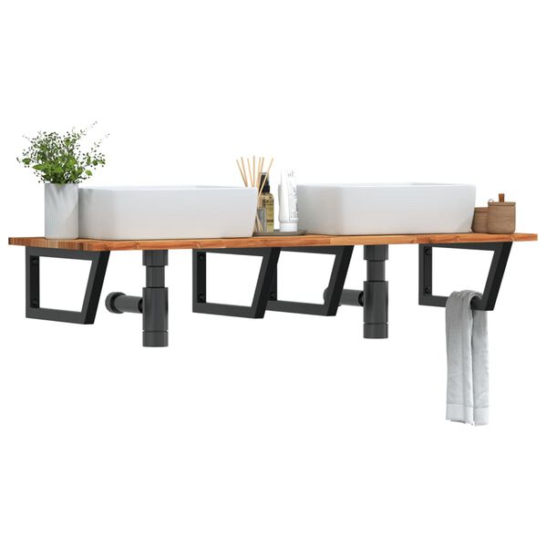 vidaXL Estante de lavabo de pared acero y madera maciza de acacia
