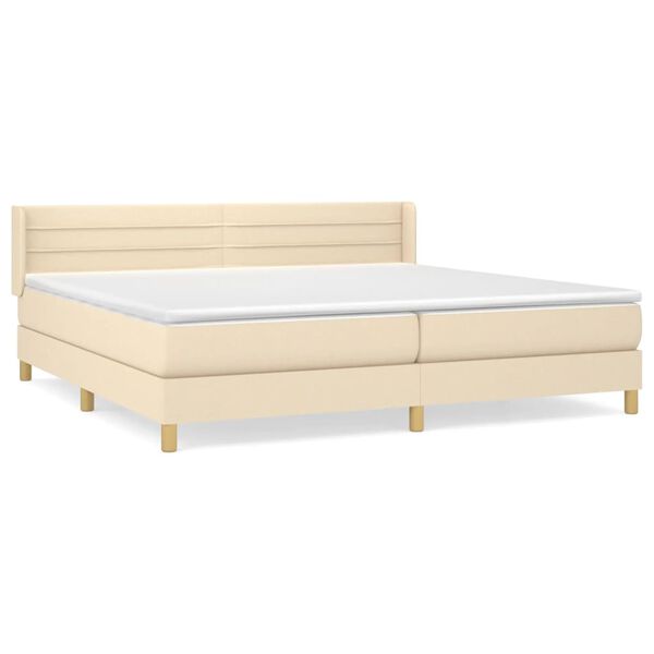 vidaXL Cama box spring con colch&oacute;n tela color crema 200x200 cm
