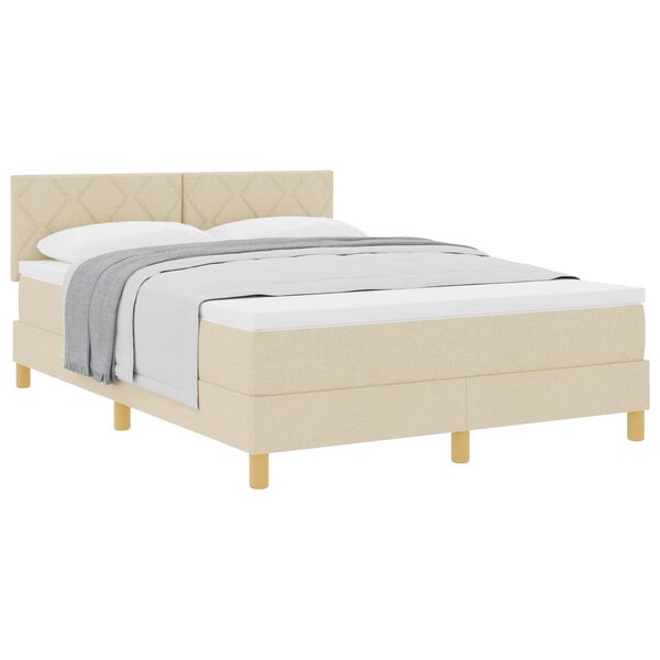 vidaXL Cama tipo Box Spring con colch&oacute;n Crema 140 x 200 cm tela