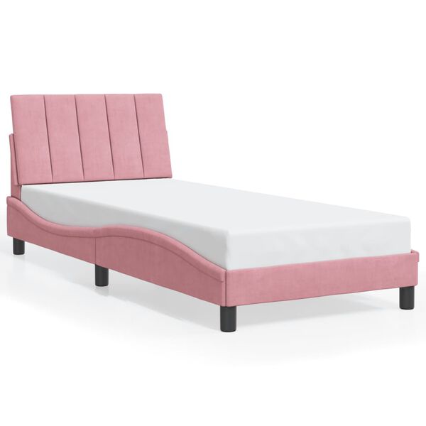 vidaXL Estructura de cama sin colch&oacute;n Hanko terciopelo rosa 90x190 cm