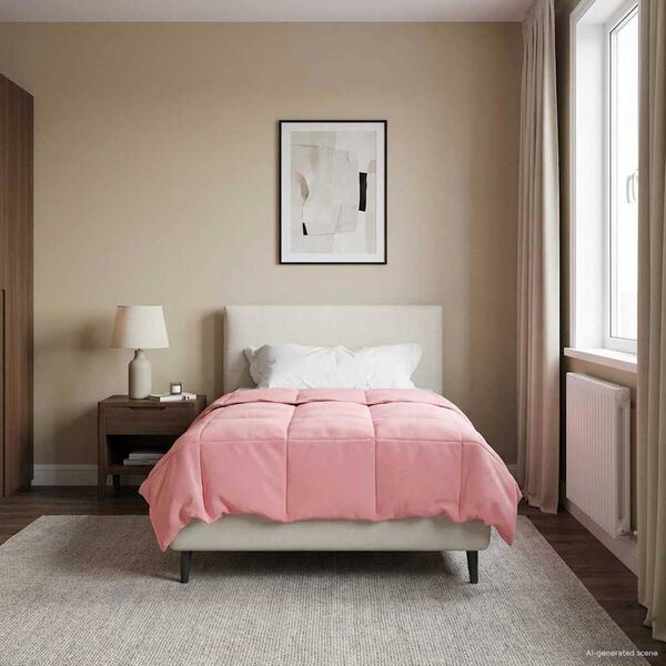 vidaXL Edred&oacute;n de Invierno Acolchado Rosa 135 x 220 cm Microfibra