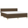 vidaXL Cama box spring con colch&oacute;n tela marr&oacute;n oscuro 180x200 cm