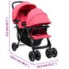 vidaXL Carrito para gemelos tandem de acero rojo