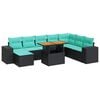 vidaXL Set de sof&aacute;s de jard&iacute;n con cojines 9 pzas rat&aacute;n sint&eacute;tico negro