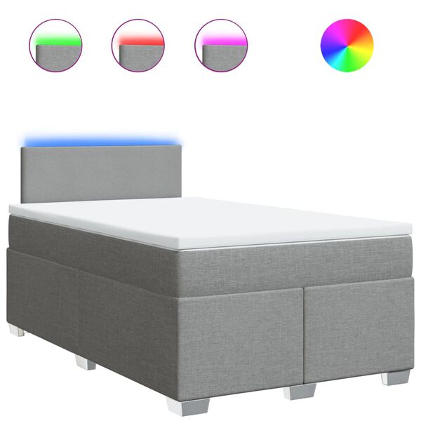 vidaXL Cama box spring con colch&oacute;n tela gris claro 120x190 cm