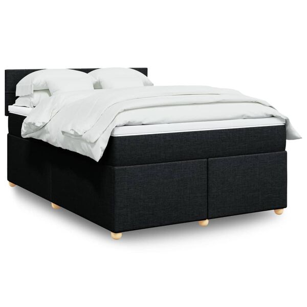vidaXL Cama box spring con colch&oacute;n tela negro 140x200 cm