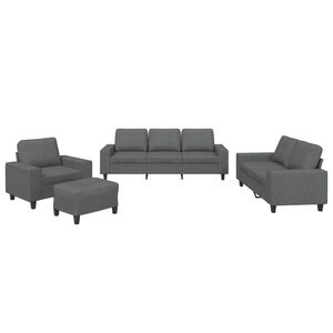 vidaXL Juego de sof&aacute;s 4 piezas tela gris oscuro