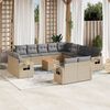 vidaXL Set sof&aacute;s jard&iacute;n 14 pzas y cojines rat&aacute;n sint&eacute;tico beige mezcla