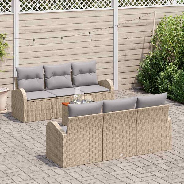 vidaXL Conjunto de sof&aacute;s de jard&iacute;n 7 pcs Beige y Gris Claro