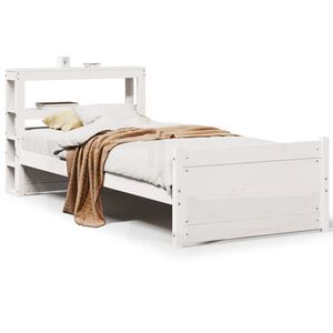 vidaXL Estructura de cama con cabecero sin colch&oacute;n blanco 90x200 cm