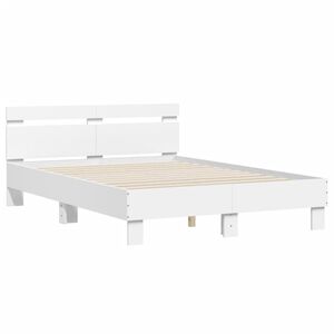 vidaXL Estructura cama con cabecero madera ingenier&iacute;a blanco 135x190cm