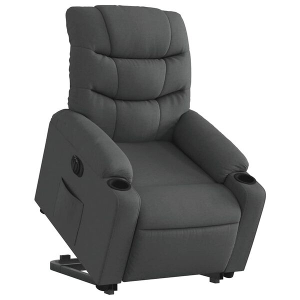 vidaXL Sill&oacute;n el&eacute;ctrico reclinable elevable de tela gris oscuro