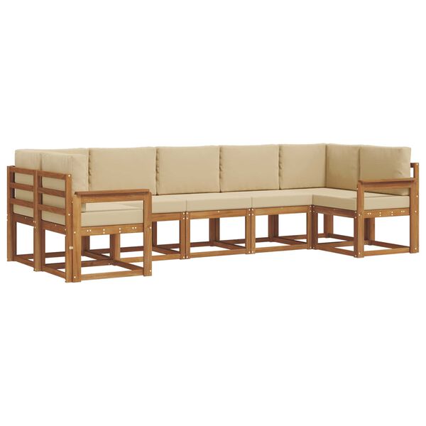 vidaXL Conjunto de sof&aacute;s de exterior con coj&iacute;n 7 pcs Natural y Beige
