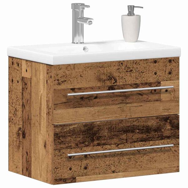 vidaXL Gabinete de Lavabo para Baño con cajón 2 pcs Madera Vieja