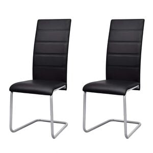 vidaXL Sillas de comedor voladizas 2 unidades cuero sint&eacute;tico negro