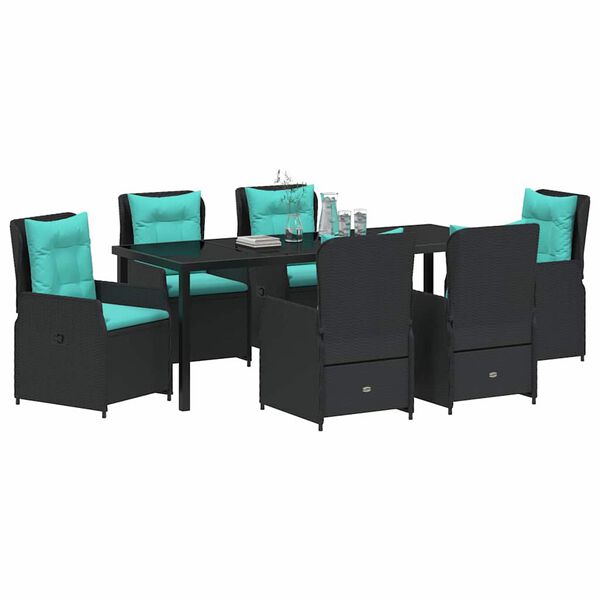 vidaXL Conjunto de Comedor de Jard&iacute;n 7 pcs Negro Polirat&aacute;n