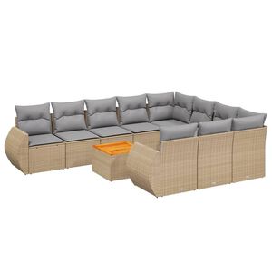 vidaXL Set de sof&aacute;s de jard&iacute;n 11pzas con cojines rat&aacute;n sint&eacute;tico beige