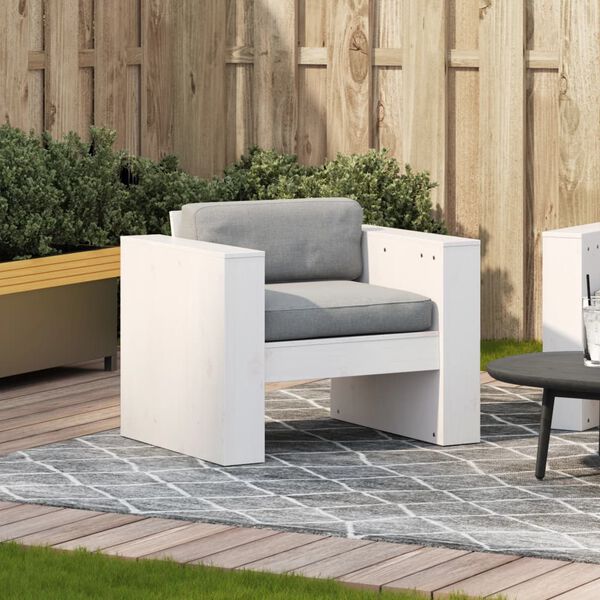 vidaXL Sof&aacute; de jard&iacute;n madera maciza de pino blanco 79x60x62 cm