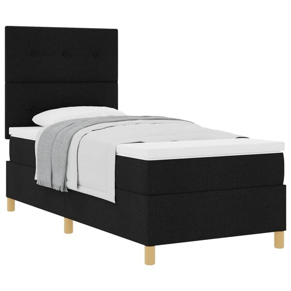 vidaXL Cama tipo Box Spring con colch&oacute;n Negro 90 x 190 cm tela