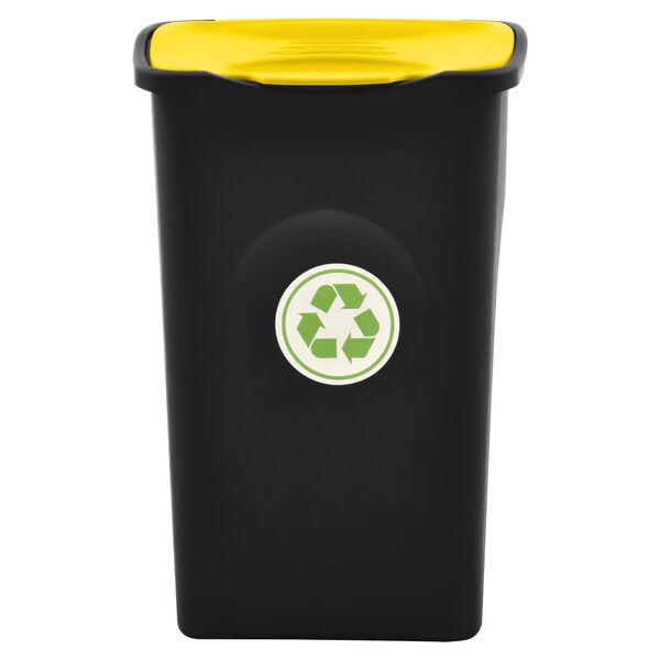 vidaXL Cubo de basura con tapa de bisagra negro y amarillo 50 L