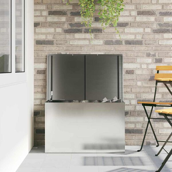 vidaXL Caja de Almacenamiento Exterior Plateado 80 x 50,5 x 50 cm