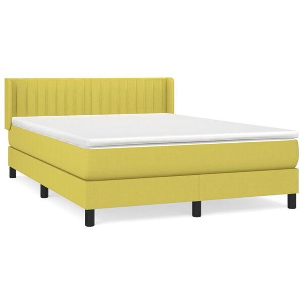 vidaXL Cama box spring con colch&oacute;n tela verde 140x190 cm