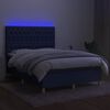 vidaXL Cama box spring colch&oacute;n y luces LED tela azul 140x200 cm