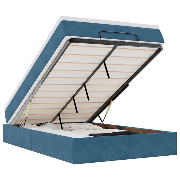 vidaXL Estructura de cama otomana colch&oacute;n terciopelo azul oscuro