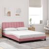 vidaXL Estructura de cama con LED sin colch&oacute;n Hanko terciopelo rosa 140x200 cm