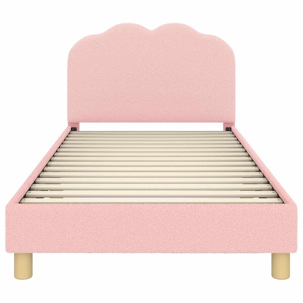 vidaXL Cama para ni&ntilde;os con cabecero Rosa 90 x 190 cm Tela de Oveja