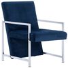 vidaXL Sill&oacute;n con patas cromadas de terciopelo azul