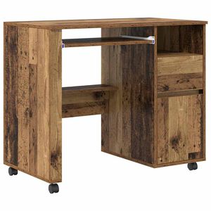 vidaXL Escritorio con Ruedas Madera envejecida Madera de ingenier&iacute;a