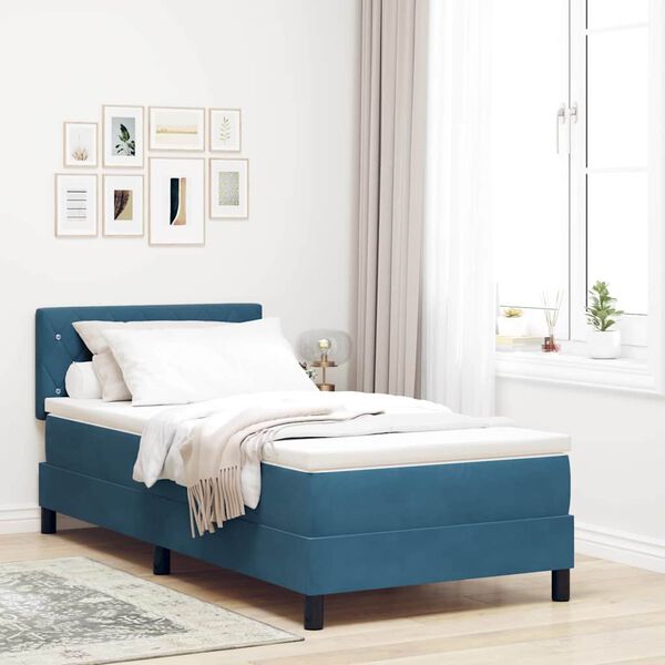 vidaXL Cama tipo Box Spring Azul Oscuro 100 x 200 cm Terciopelo