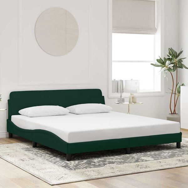 vidaXL Estructura de cama Dover terciopelo verde oscuro 180x200 cm