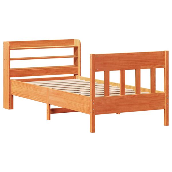 vidaXL Estructura de cama sin colch&oacute;n madera de pino marr&oacute;n 90x200 cm