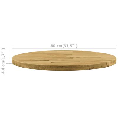 vidaXL Superficie de mesa redonda madera maciza de roble 44 mm 800 mm